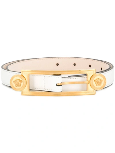 Versace Coin-detailed Leather Belt In White
