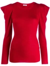 P.a.r.o.s.h Gathered Sleeve Knitted Top In Red