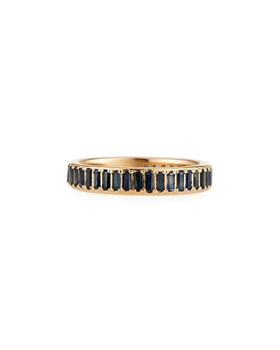 Armenta New World 14k Rose Gold Blue Sapphire Baguette Band Ring In Silver