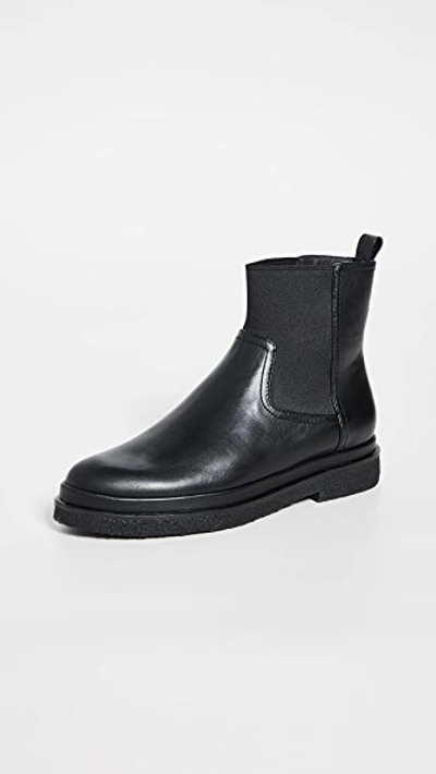 Vince Litton Water-repellant Stretch Leather Booties In Black Smooth Leather
