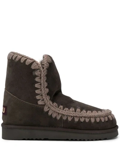 Mou Knitted Detail Boots In Grey