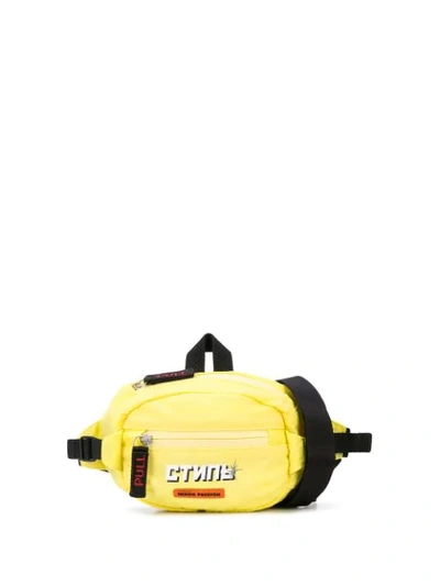 Heron Preston Logo Print Mini Belt Bag Green In Yellow