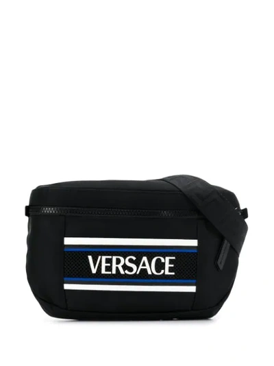 Versace Contrast Logo Belt Bag In Black
