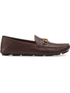 Gucci Noel Leather Horsebit Driver Loafers In Brown