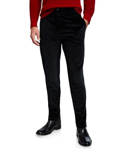Ferragamo Men's Straight-leg Corduroy Pants In Black