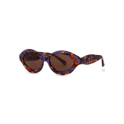 Alain Mikli N°862 Purple Tortoiseshell Oval-frame Sunglasses In Brown