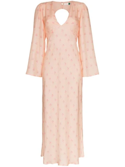 Rixo London Nadia Floral-print Silk-blend Midi Dress In Pink