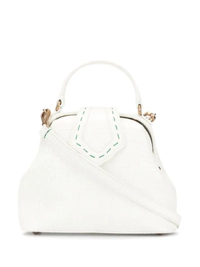 Mehry Mu Mini Crocodile-effect Leather Top Handle Bag In White