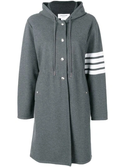 Thom Browne 4-bar Stripe Parka Coat In Grey