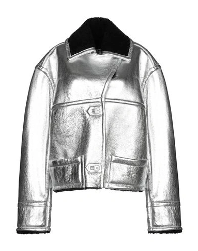 Mm6 Maison Margiela Leather Jacket In Silver
