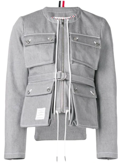 Thom Browne Hunting Cardigan Jacket In Grey