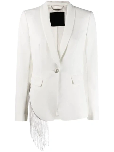 Philipp Plein Crystal Fringe Blazer In White