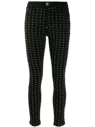 Philipp Plein Stud Embellished Skinny Jeans In Black