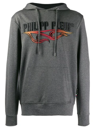 Philipp Plein Sleeveless Logo Hoodie In Grey