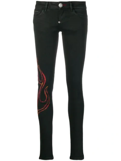 Philipp Plein Flame Skinny Jeans In Black