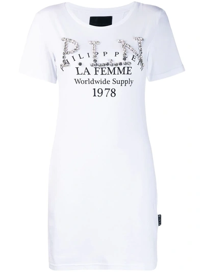 Philipp Plein Embellished T-shirt In White