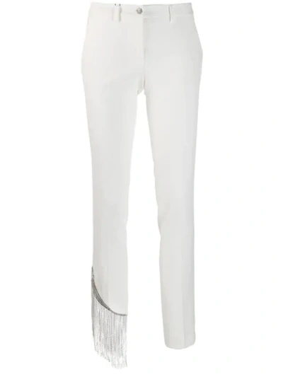 Philipp Plein Crystal Fringe Trousers In White