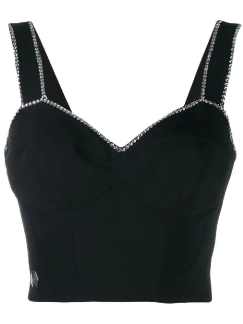 Philipp Plein Embellished Cropped Top In Black | ModeSens