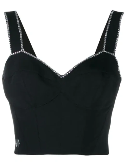 Philipp Plein Embellished Cropped Top In Black