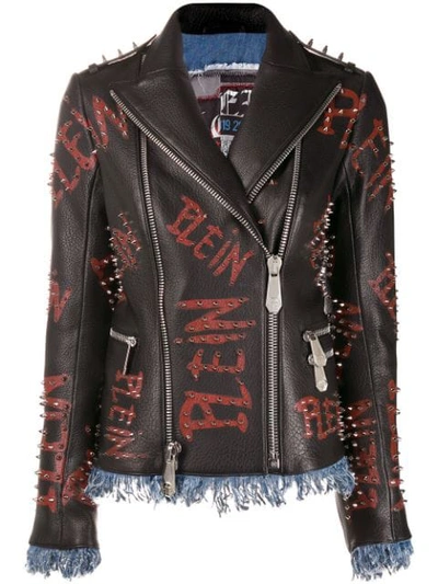 Philipp Plein Statement Leather Jacket In Black