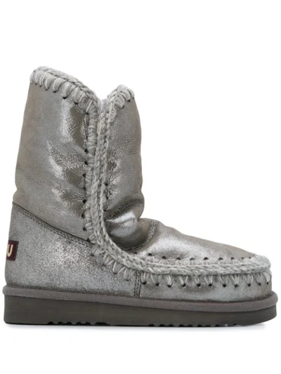 Mou Ice Metallic Leather Eskimo 24 Boots In Blue