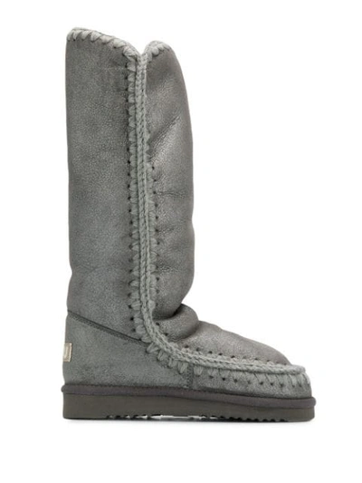 Mou Eskimo Metallic Knee-high Boots In Grey