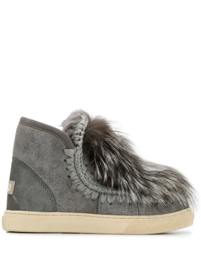 Mou Eskimo Furry Detail Boots In Grey