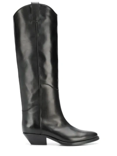P.a.r.o.s.h Knee-high Heeled Boots In 013  Black