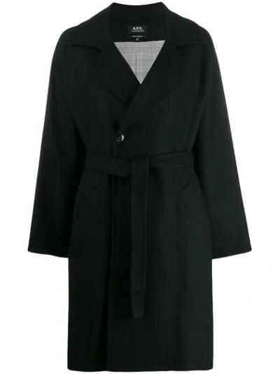 Apc Belted Coat In Black
