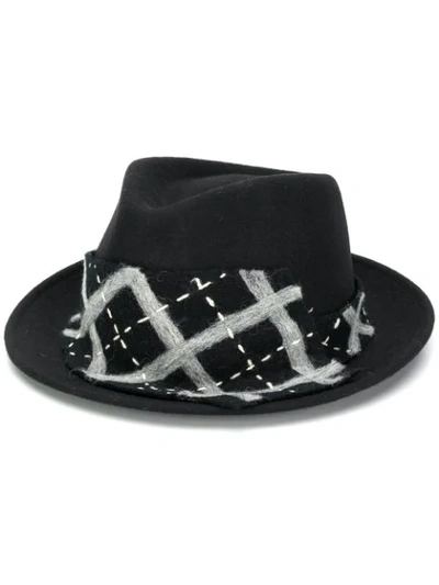 Le Chapeau Checked Band Hat In Black