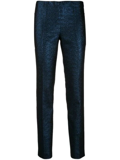 P.a.r.o.s.h Glitter-effect Slim-fit Trousers In 083 Bluette
