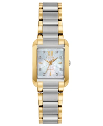 Citizen Eco-drive Women's Bianca Diamond-accent Two-tone Stainless Steel Bracelet Watch 22mm In White/multi