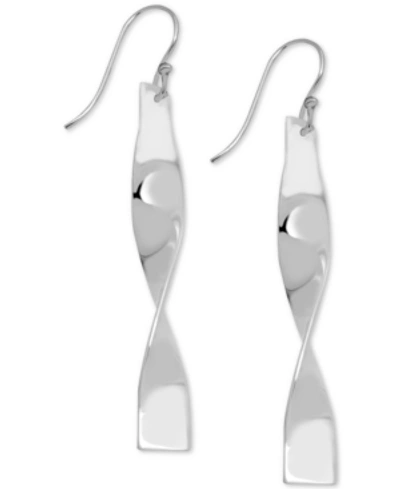 Essentials And Now This Twisted Bar Drop Earrings In Silver-plate In Base Metal
