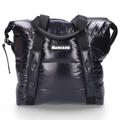 Moncler Women Handbag Marne Shopping Bag Nylon Logo Black | ModeSens