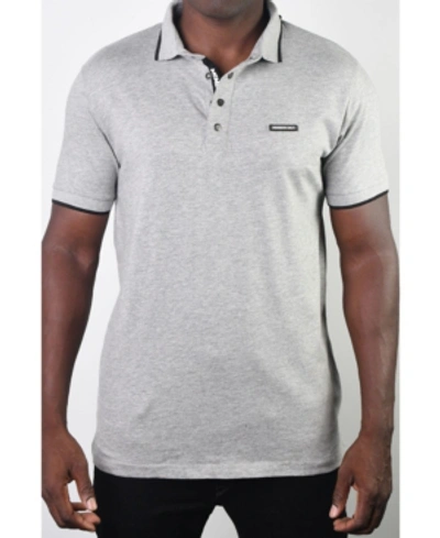 Members Only Men's Basic Short Sleeve Snap Button Polo In Light Grey