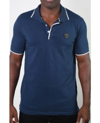 Members Only Men's Basic Short Sleeve Logo Botton Polo In Navy