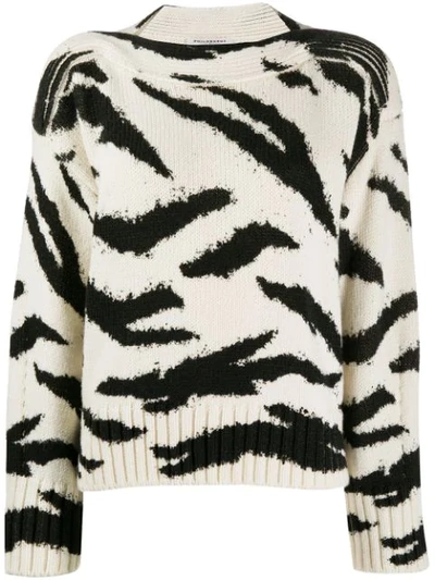 Philosophy Di Lorenzo Serafini White And Black Wool Jumper In Panna+nero