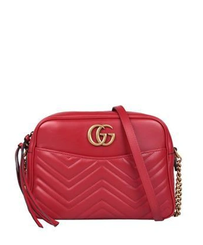 Gucci Gg Marmont Medium Matelassé Shoulder Bag In Red Matelassé Leather