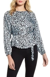 Rebecca Minkoff Angelina Leopard Print Tie Waist Blouse In Sky Blue Multi