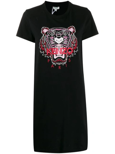 Kenzo Tiger Logo Print T-shirt Dress In Black