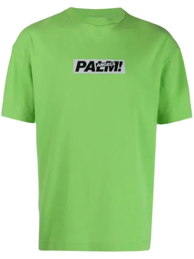 Palm Angels Logo Print T-shirt In Green