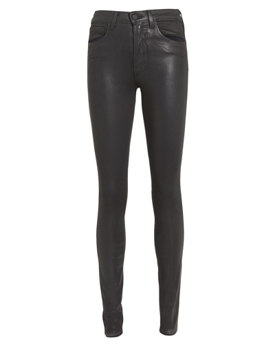 L Agence Marguerite Skinny Jean In Noir Coated In Black