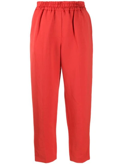 Frenken Cropped Tapered Trousers In Red