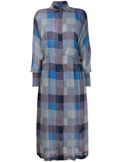 Frenken Checked Shirt Dress In Blue