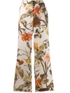 Off-white Floral-print Pyjama Style Trousers In Off White