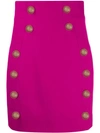 Balmain Button-embellished Mini Skirt In Pink
