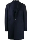 Harris Wharf London Single Breasted Coat In Blu Navy