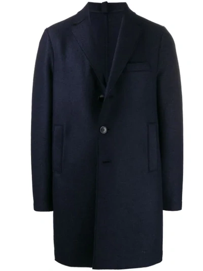 Harris Wharf London Single Breasted Coat In Blu Navy