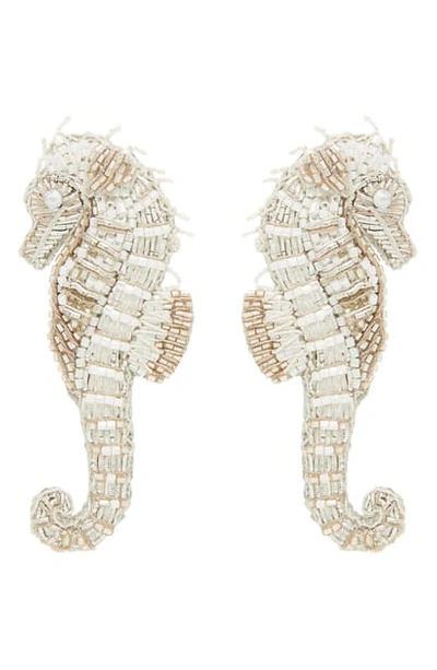Mignonne Gavigan Beaded Seahorse Earrings In White