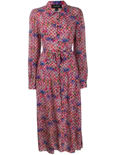 Saloni Printed Shirt Dress In Multicolor